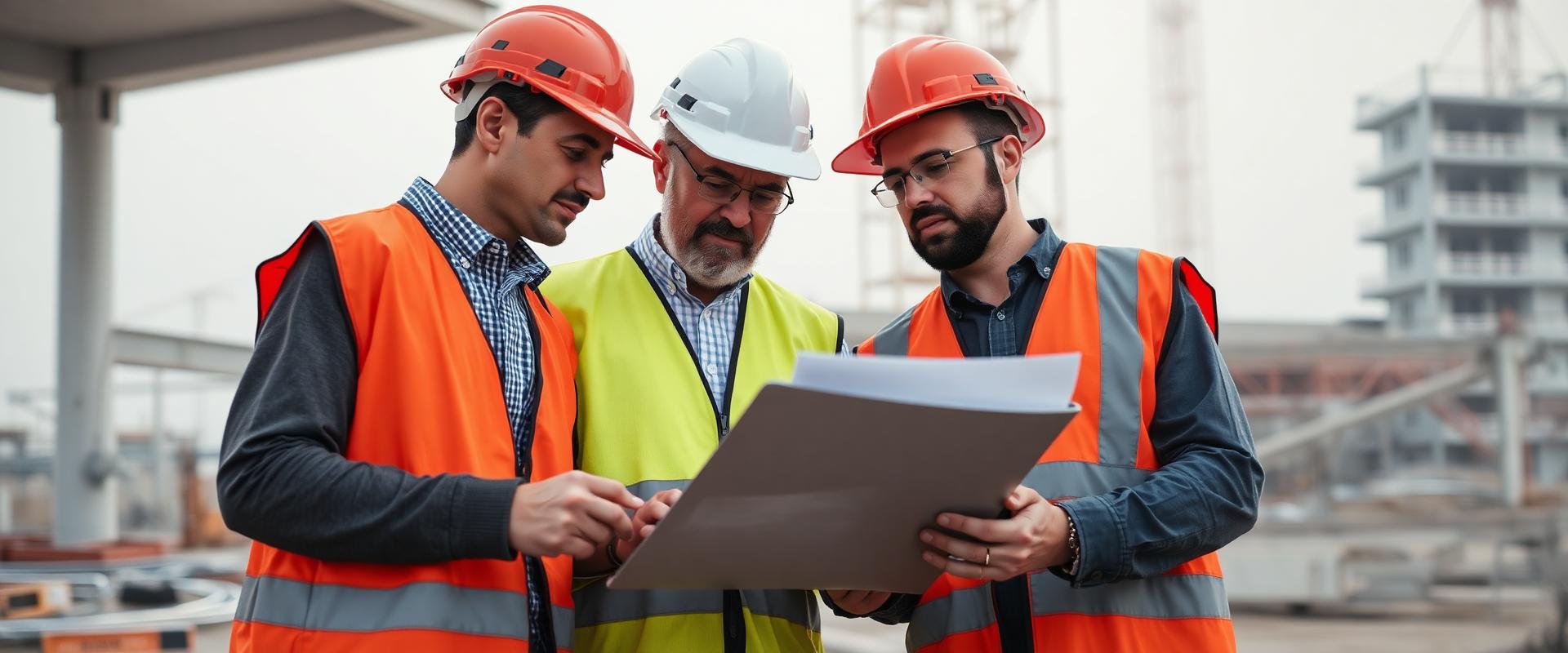 Engineers reviewing drawings on a UAE construction site